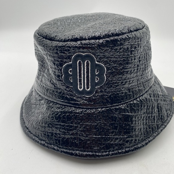Maje Bucket Hat Black‎ Vinyl Textured Pattern New With Tags Size TU OSFM main image 11